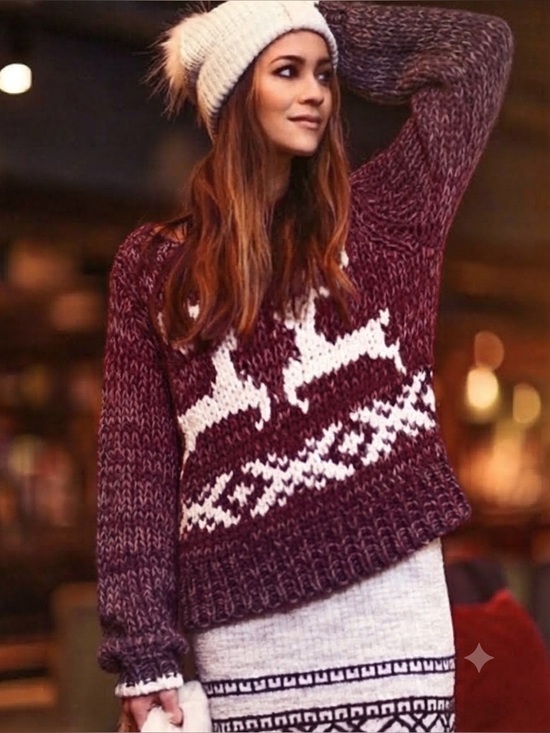 Free People Sweaters - Free People Dancer and Prancer Reindeer Sweater Size M